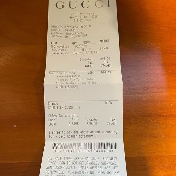 Gucci bag authentic original receipt - Picture 2 of 6